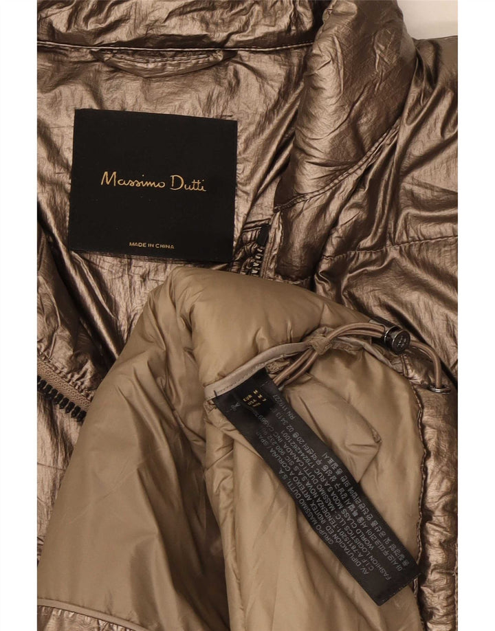 Massimo Dutti Dame Polstret Jakke UK 14 Medium Guld Polyester