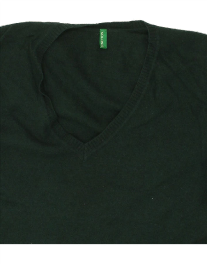 BENETTON Womens V-Neck Jumper Sweater UK 10 Small Green Vintage Benetton and Second-Hand Benetton from Messina Hembry 