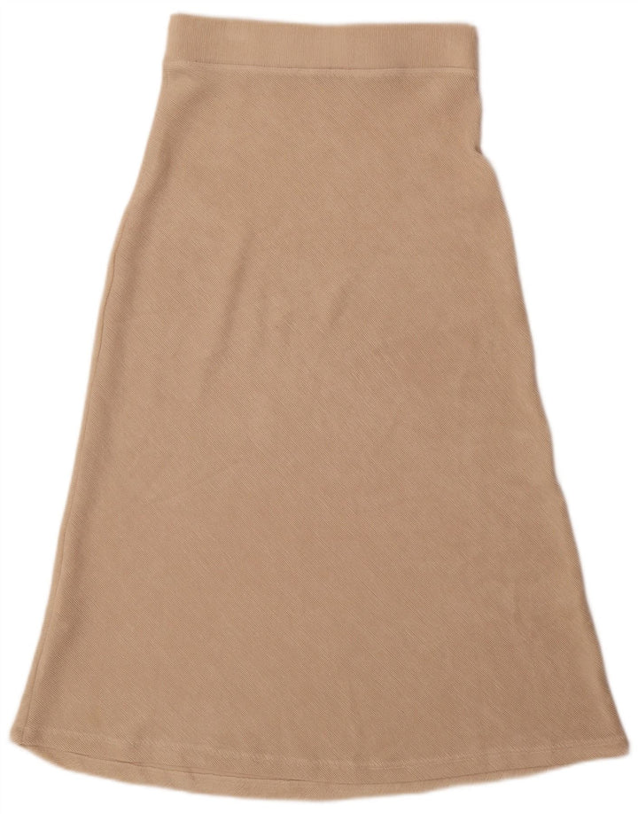 Zara A-linje nederdel med høj talje til kvinder Medium W28 Beige polyester