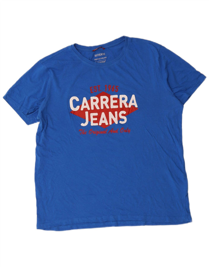 Carrera Herre Grafisk T-Shirt Top XL Blå Bomuld