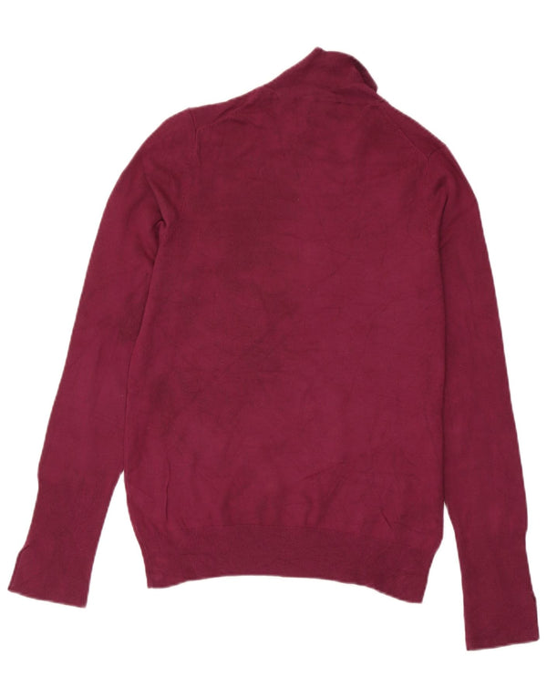 Zara Dame Turtle Neck Sweater UK 12 Medium Burgundy Flecked