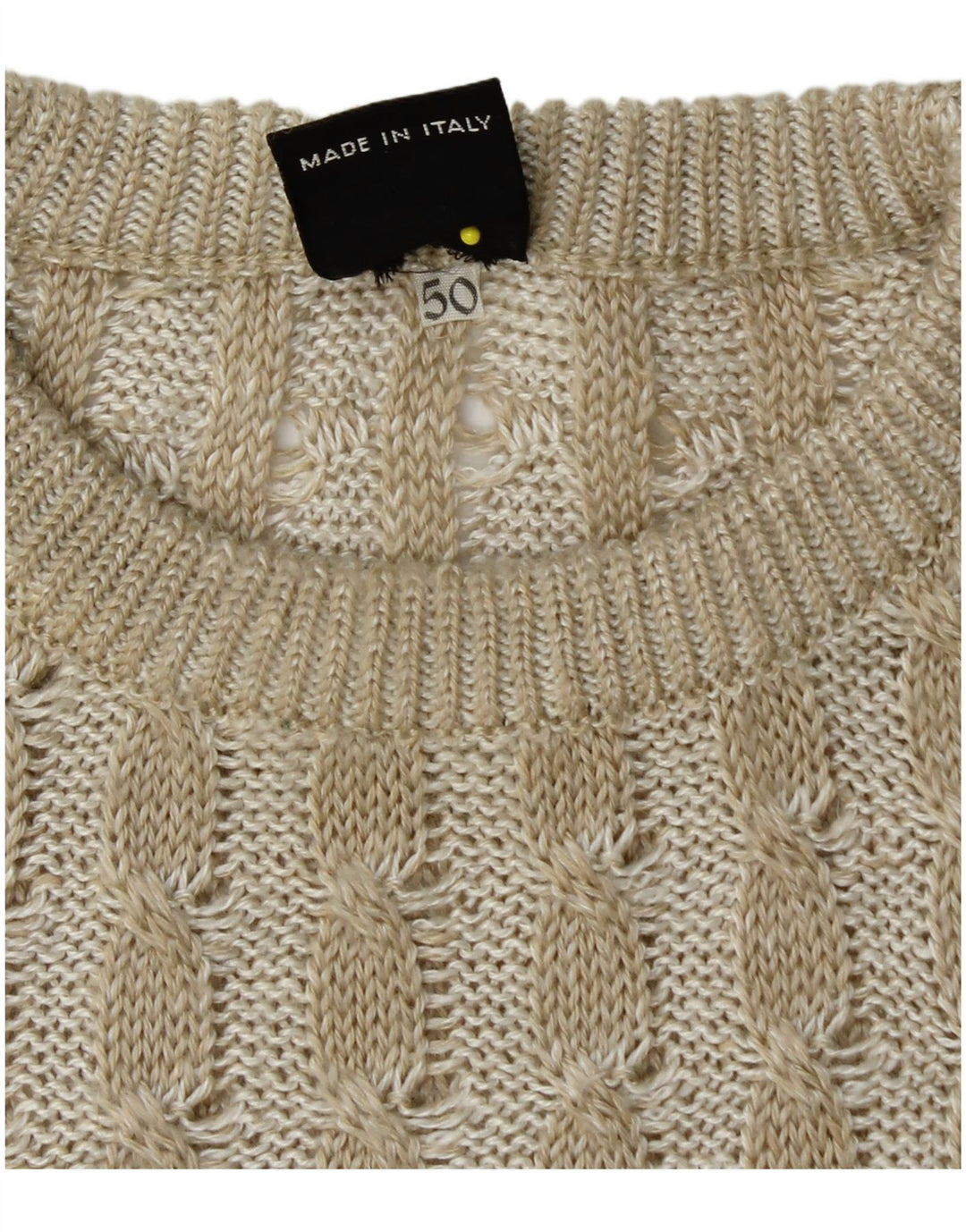 COBRA Herre sweater med rund hals IT 50 Medium Beige Patchwork