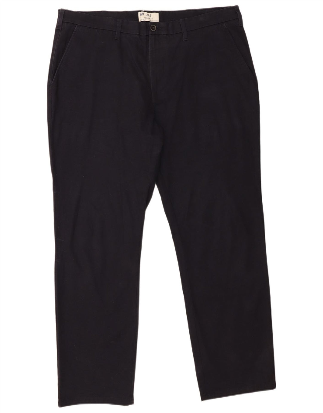 Marks & Spencer Herre Regular Fit Chinobukser W40 L31 Marineblå Bomuld