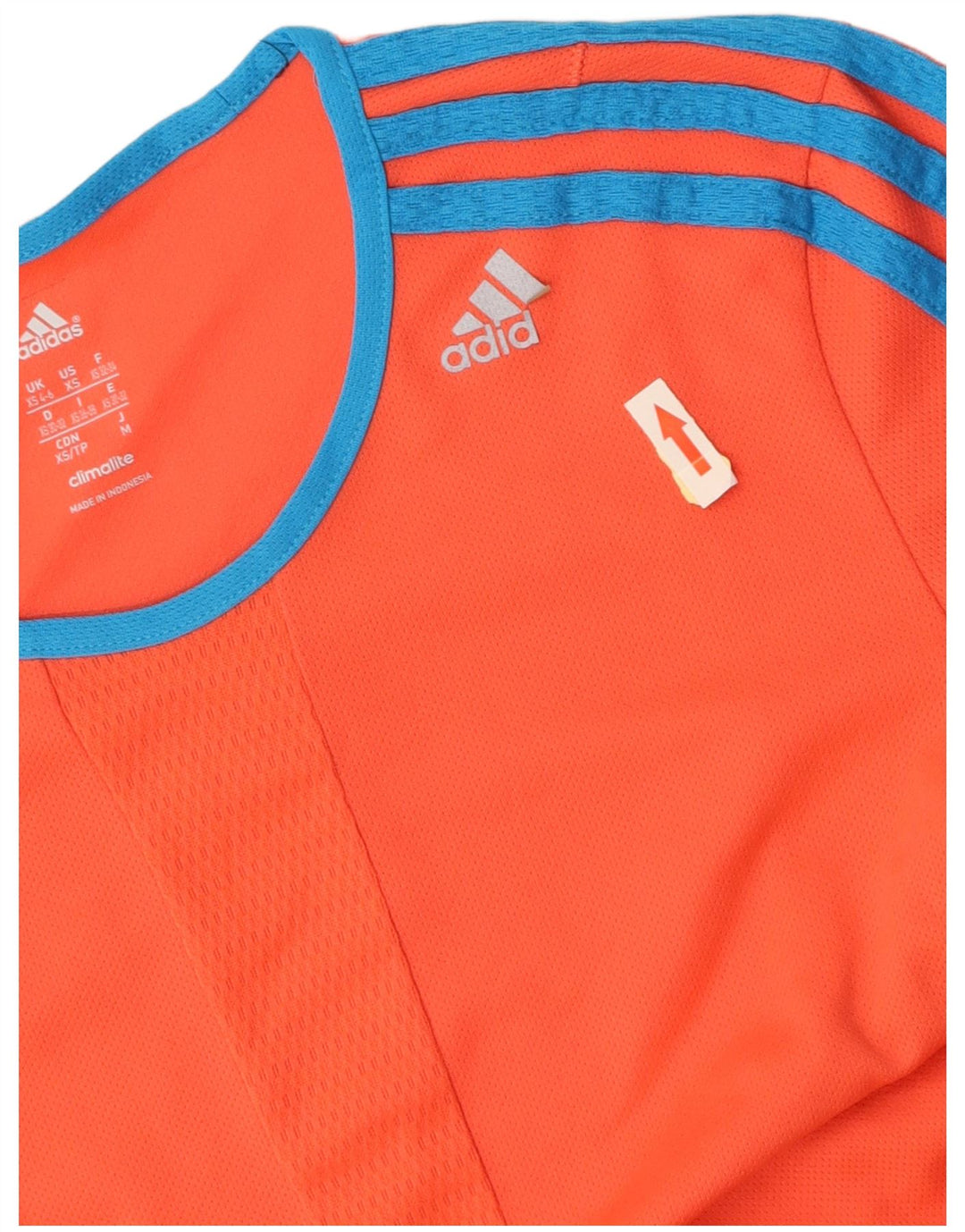 ADIDAS Dame Climalite T-Shirt Top UK 4/6 XS Orange Polyester