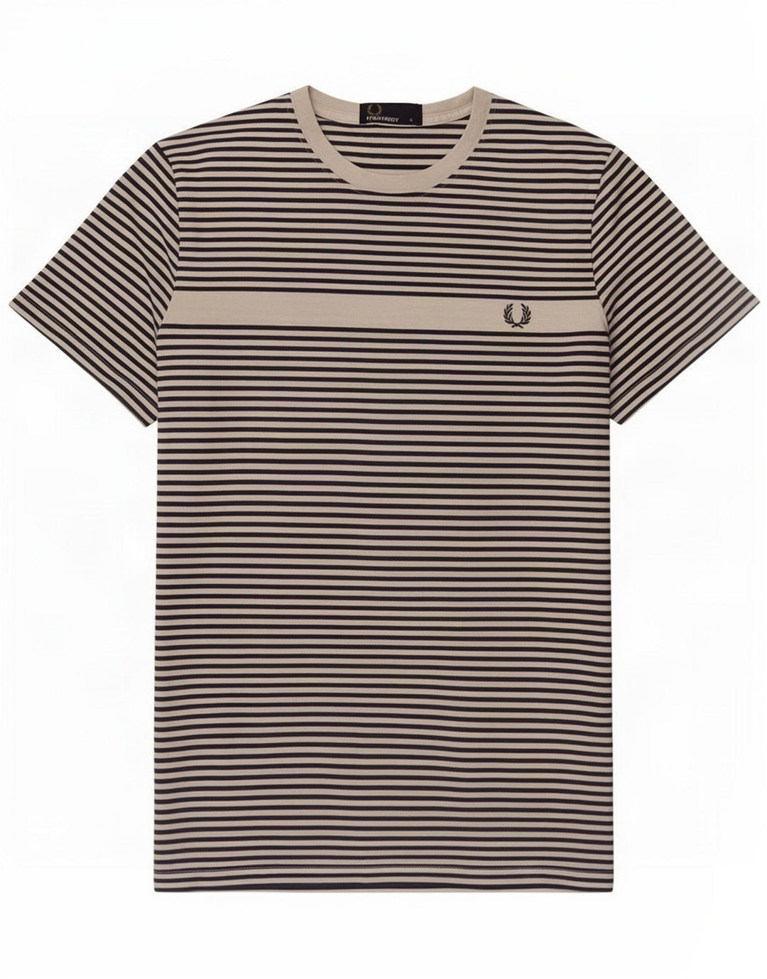 Fred Perry Herre T-shirt Top Lille hvid nålestribet bomuld