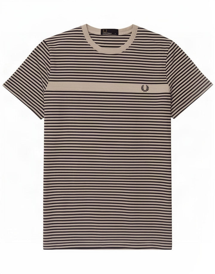 Fred Perry Herre T-shirt Top Lille hvid nålestribet bomuld