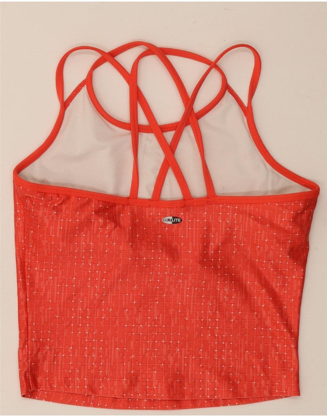 Adidas Womens Crop Vest Top UK 8 Small Red Check