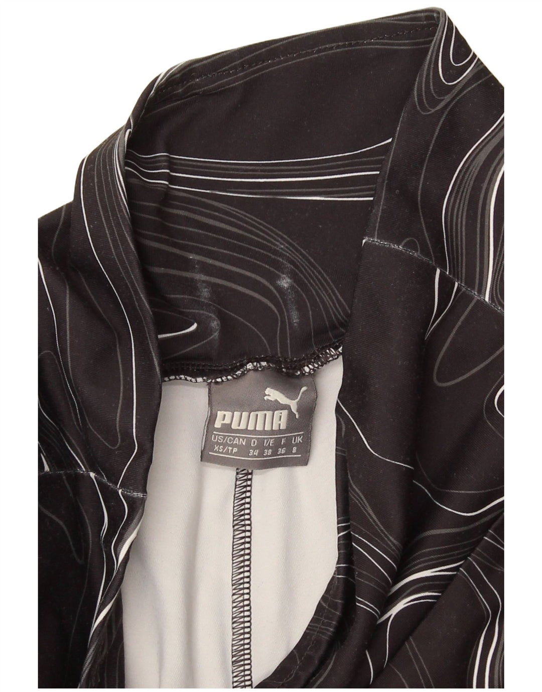 Puma kvinders abstrakt mønster Leggings UK 8 Small Black Geometric