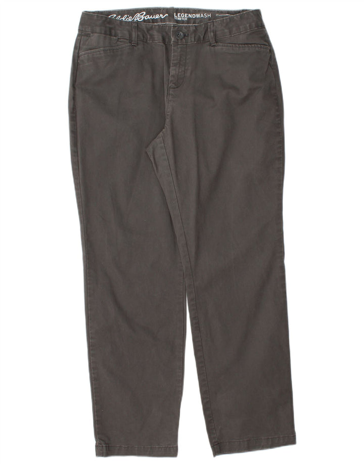 EDDIE BAUER Womens Straight Casual Trousers US 8 Medium W30 L28 Grey