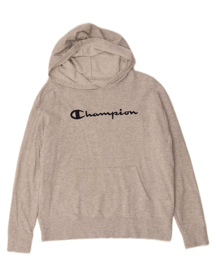 CHAMPION Grafisk hættetrøje til kvinder UK 14 Medium Grey Flecked Bomuld