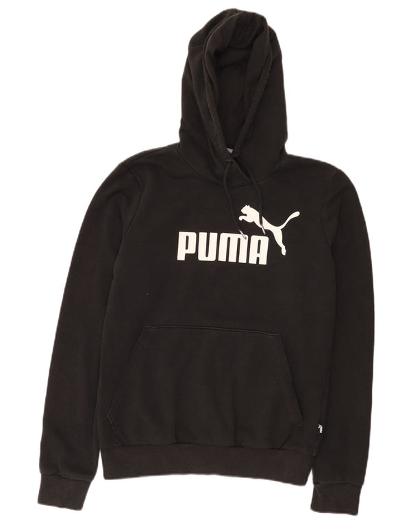 Puma Graphic Hoodie Jumper UK 10 Small Black Bomuld