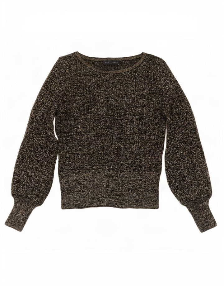 Marks & Spencer Dame Boat Neck Jumper Sweater UK 12 Medium Black Viscose