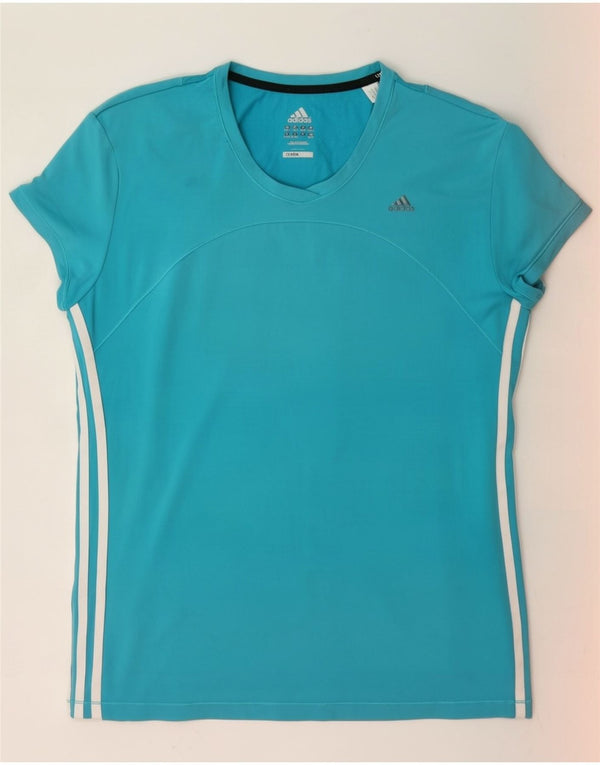 Adidas Dame Climacool T-Shirt Top UK 20/22 XL Blå Nylon