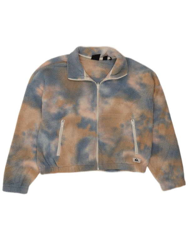Quiksilver Womens Crop Oversized fleecejakke UK 16 Large Blue Tie Dye