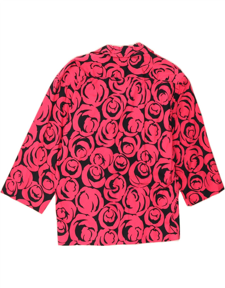 VINTAGE Womens 3/4 Sleeve 1 Button Blazer Jacket UK 14 Medium Pink Floral Vintage Vintage and Second-Hand Vintage from Messina Hembry 