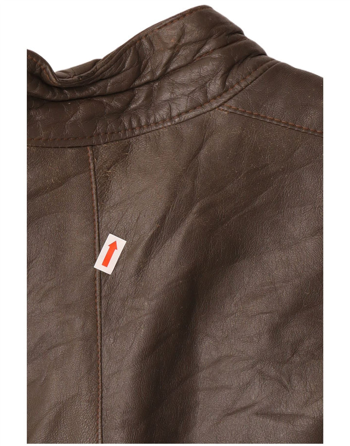 Vintage Herre Military Læderjakke IT 56 3XL Grå Læder