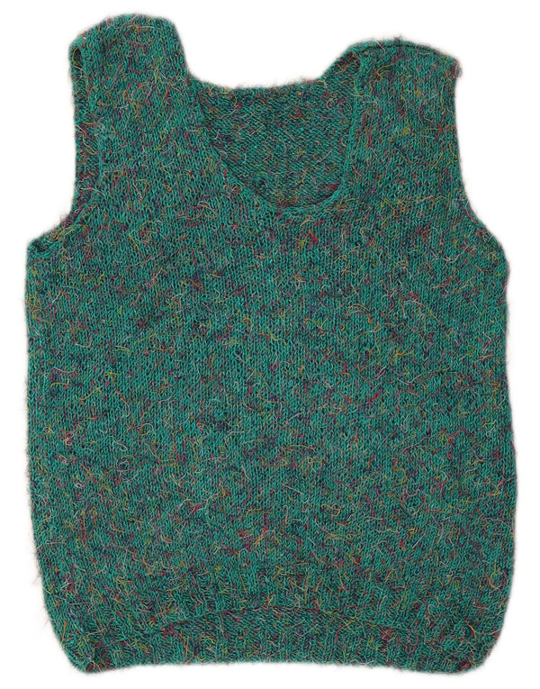 Vintage Dame Vest Tank Top UK 16 Large Turkis Flecked