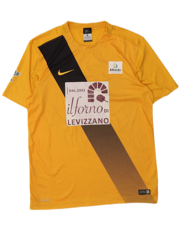 Nike Herre Dri Fit grafisk T-shirt Top Medium Gul Colourblock Polyester