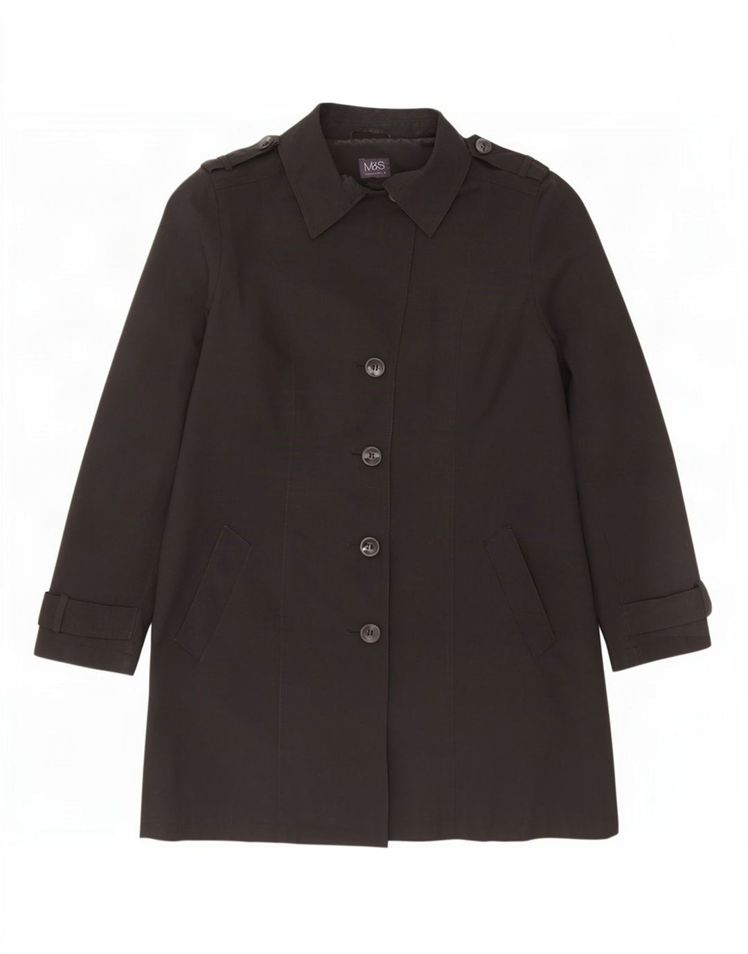 Marks & Spencer Trench Coat til kvinder UK 16 Stor sort polyester