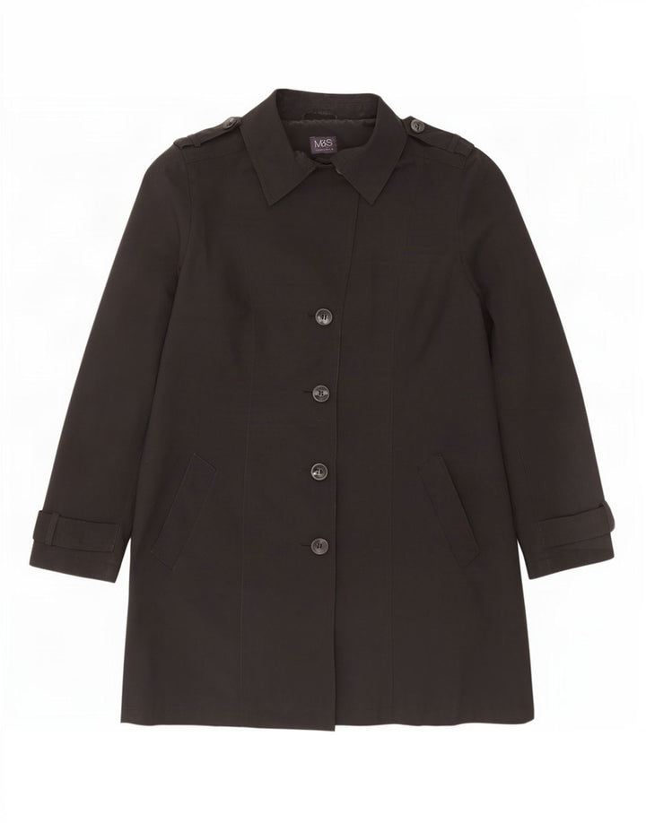 Marks & Spencer Trench Coat til kvinder UK 16 Stor sort polyester