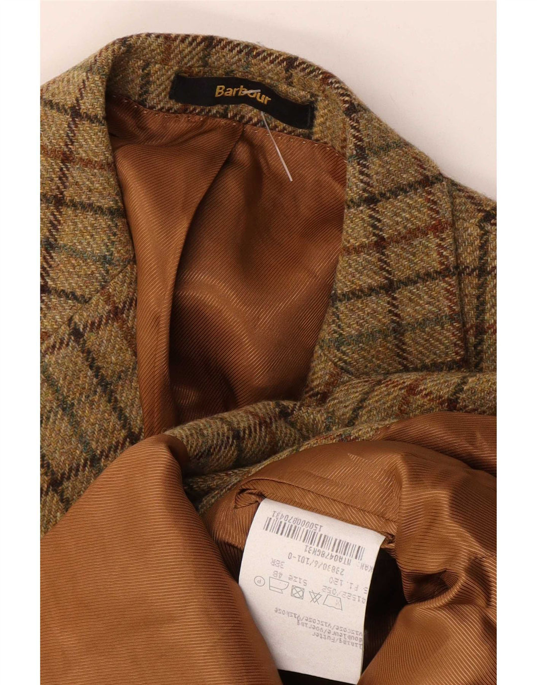 Barbour Herre 2-knaps blazerjakke EU 48 Medium Khaki Ternet Ny Uld