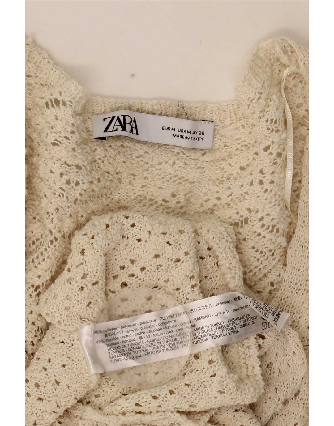 Zara Dame 3/4-ærmet Jumper Dress UK 12 Medium White Polyester