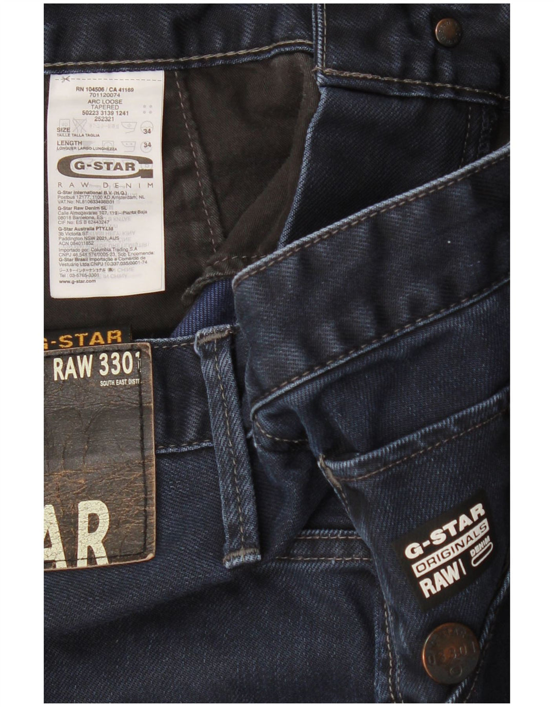 G-STAR Herre Arc Loose Tapered Jeans W34 L34 Marineblå Bomuld