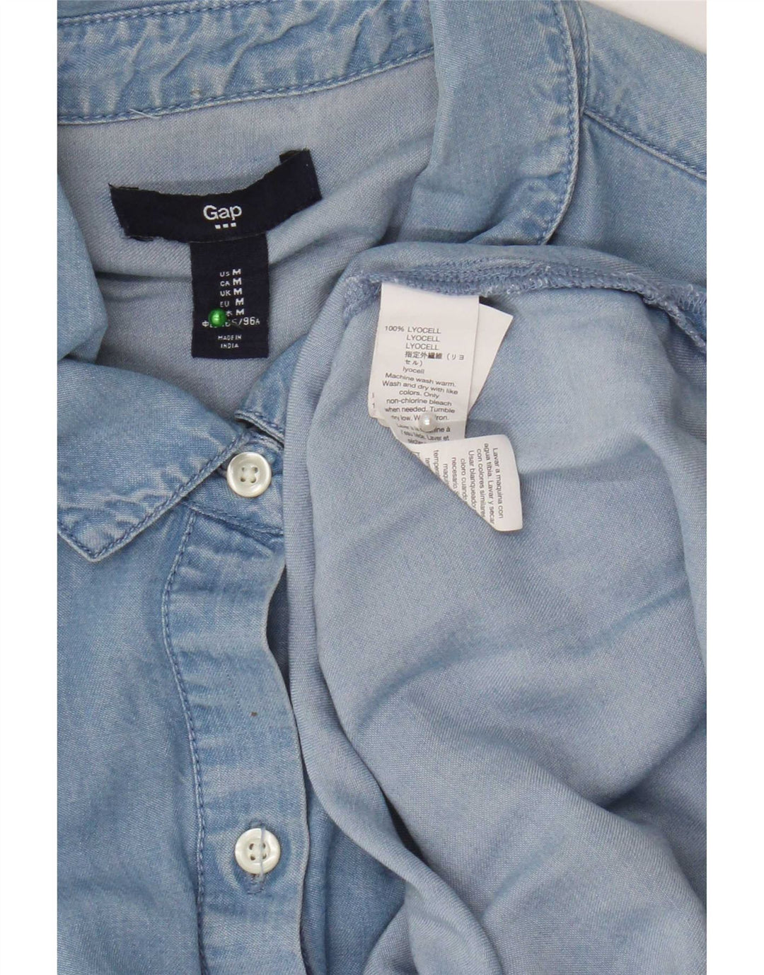 Gap Dame Denim Shirt UK 14 Medium Blue Lyocell
