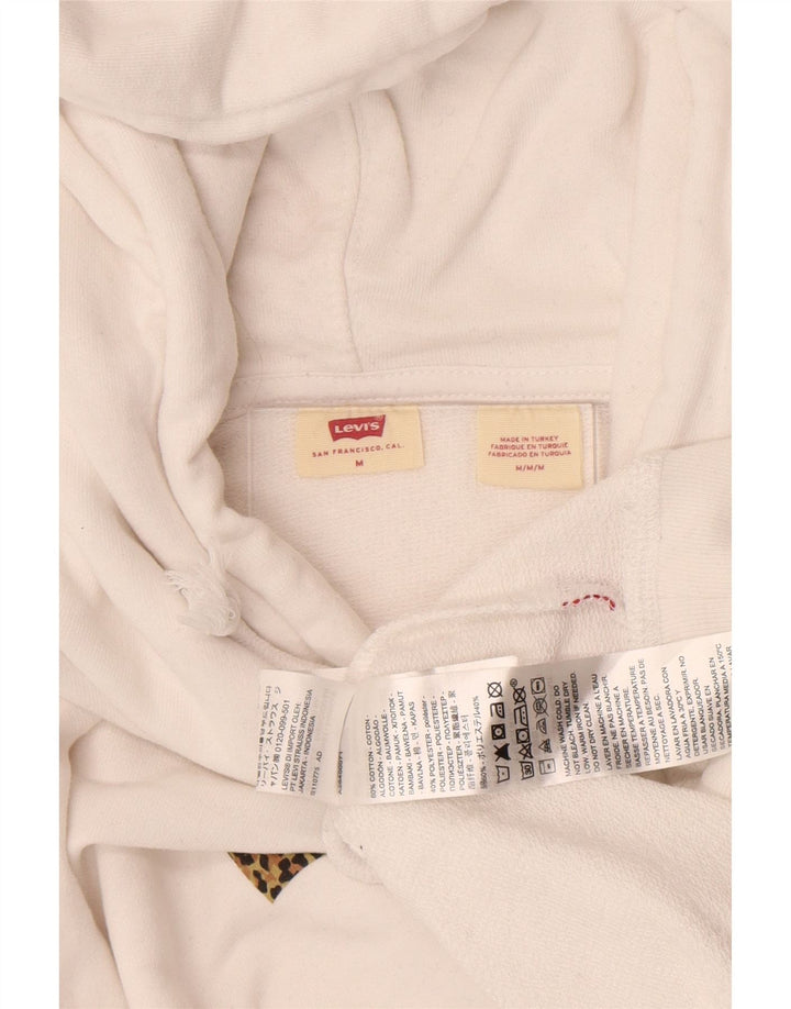 Levi's Dame Oversized Hoodie Jumper UK 14 Medium White Bomuld
