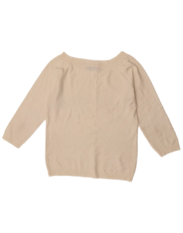 Zara Womens Crop 3/4-ærmet bådhalstrøje UK 12 Medium Off White