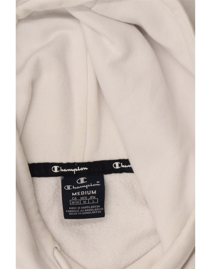 CHAMPION Mens Graphic Hoodie Jumper Medium White Cotton Vintage Champion and Second-Hand Champion from Messina Hembry 