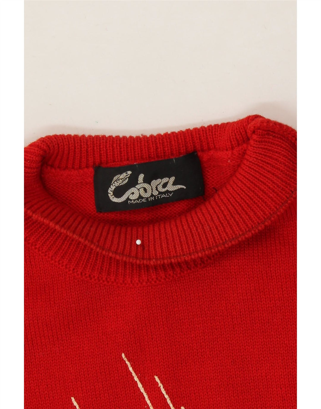 VINTAGE Womens Abstract Pattern Turtle Neck Jumper Sweater UK 16 Large Red Vintage Vintage and Second-Hand Vintage from Messina Hembry 