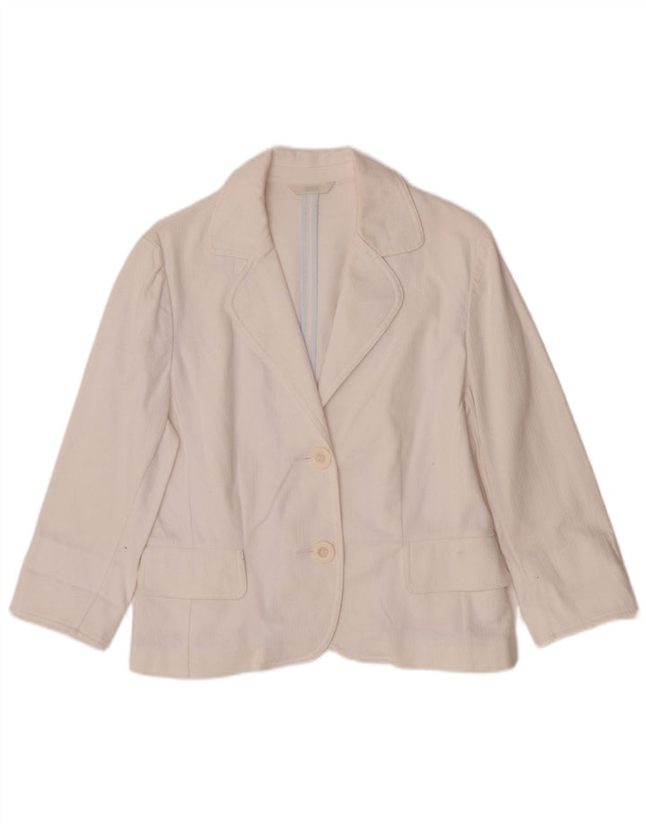 Marks & Spencer Dame 3/4 ærmer 2-knaps blazerjakke UK 14 Medium White