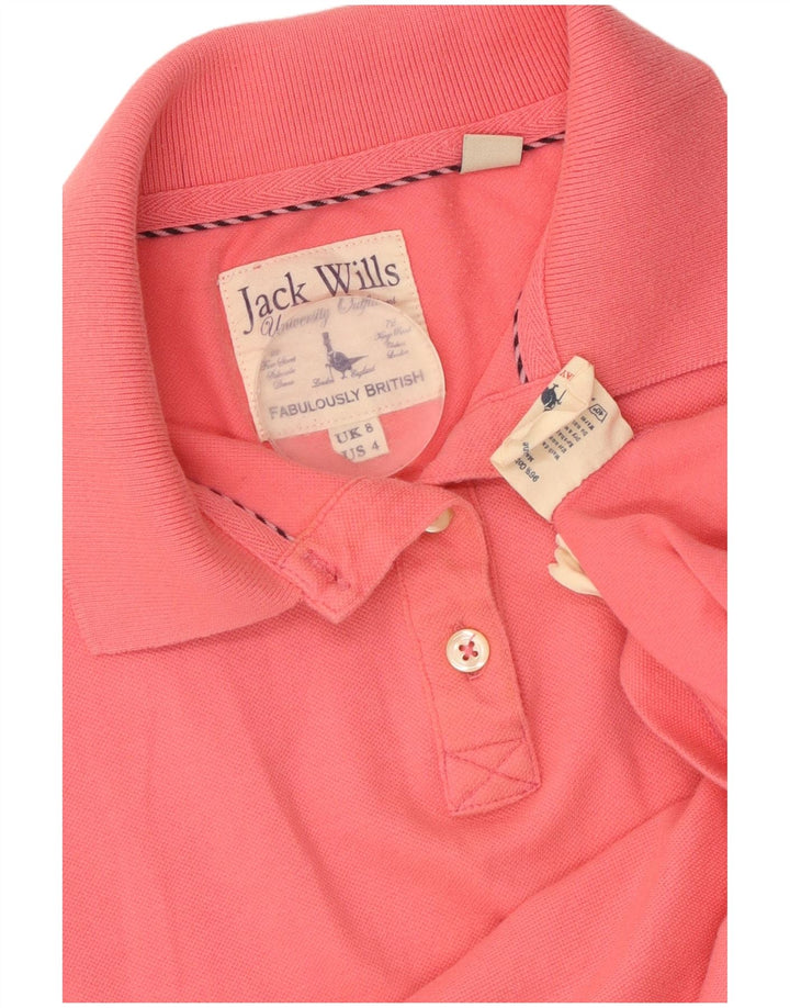 JACK WILLS Dame Polo Shirt UK 8 Small Pink Bomuld