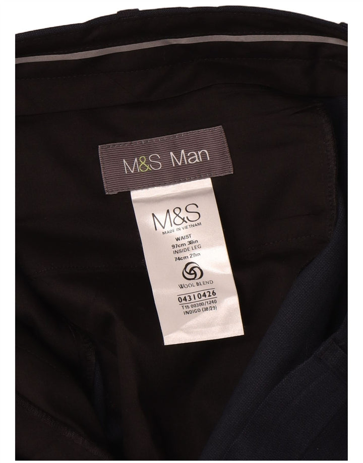 Marks & Spencer Herre Pegged Chino Bukser W38 L29 Marineblå Uld
