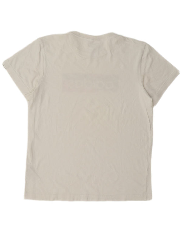 Adidas Dame Oversized grafisk T-shirt Top UK 8/10 Small White Bomuld
