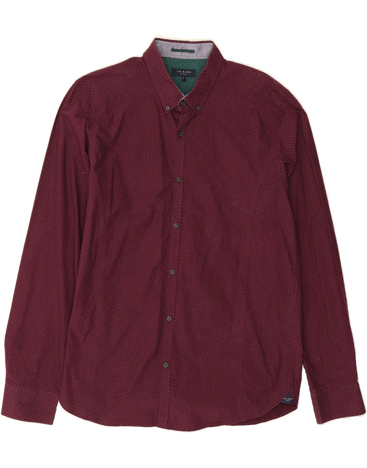 TED BAKER Mens Shirt Size 5 XL Burgundy Spotted Cotton Vintage Ted Baker and Second-Hand Ted Baker from Messina Hembry 
