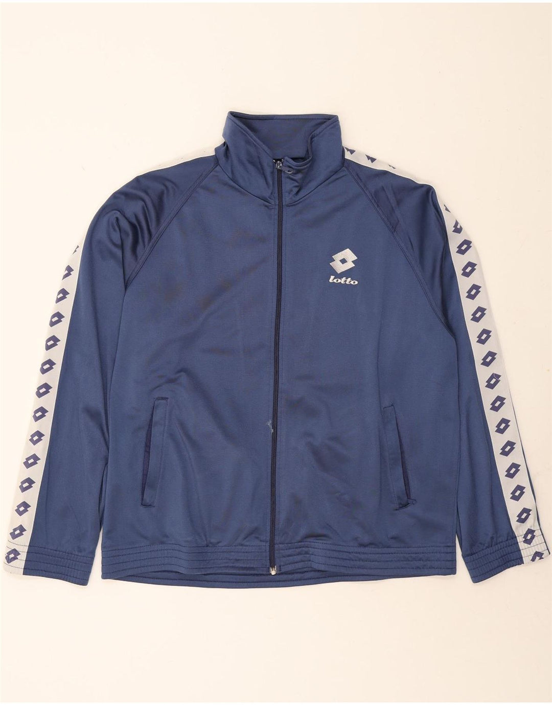 LOTTO Mens Graphic Tracksuit Top Jacket XL Blue Colourblock Vintage Lotto and Second-Hand Lotto from Messina Hembry 