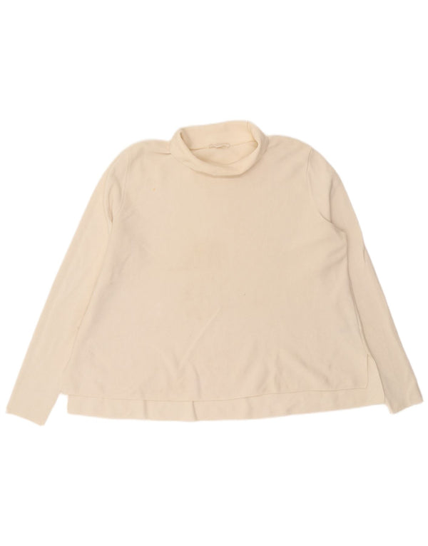 Cos Dame Loose Fit Roll Neck Bluse Top UK 14 Medium Off White Bomuld