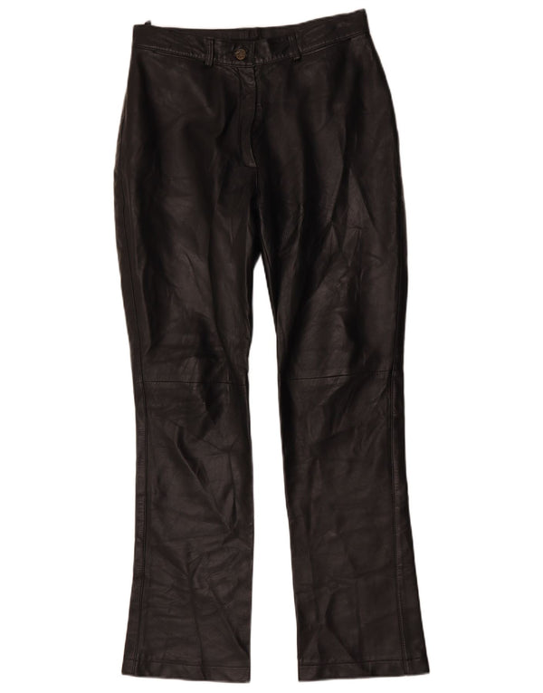 Vintage Dame Bootcut Læderbukser IT 42 Medium W30 L30 Sort