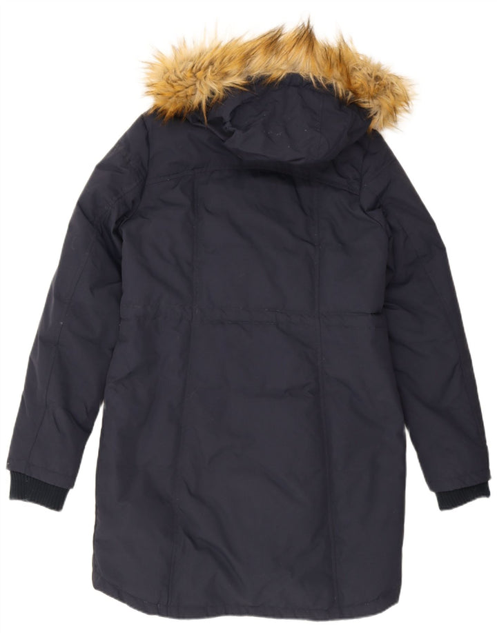 Fat Face Dame Hætte Polstret Frakke UK 10 Small Navy Blue Nylon