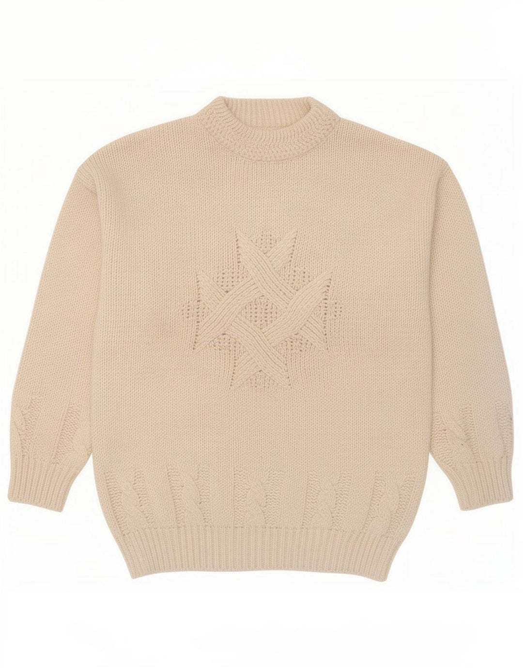 Vintage Herre Turtle Neck Jumper Sweater Stor hvid uld