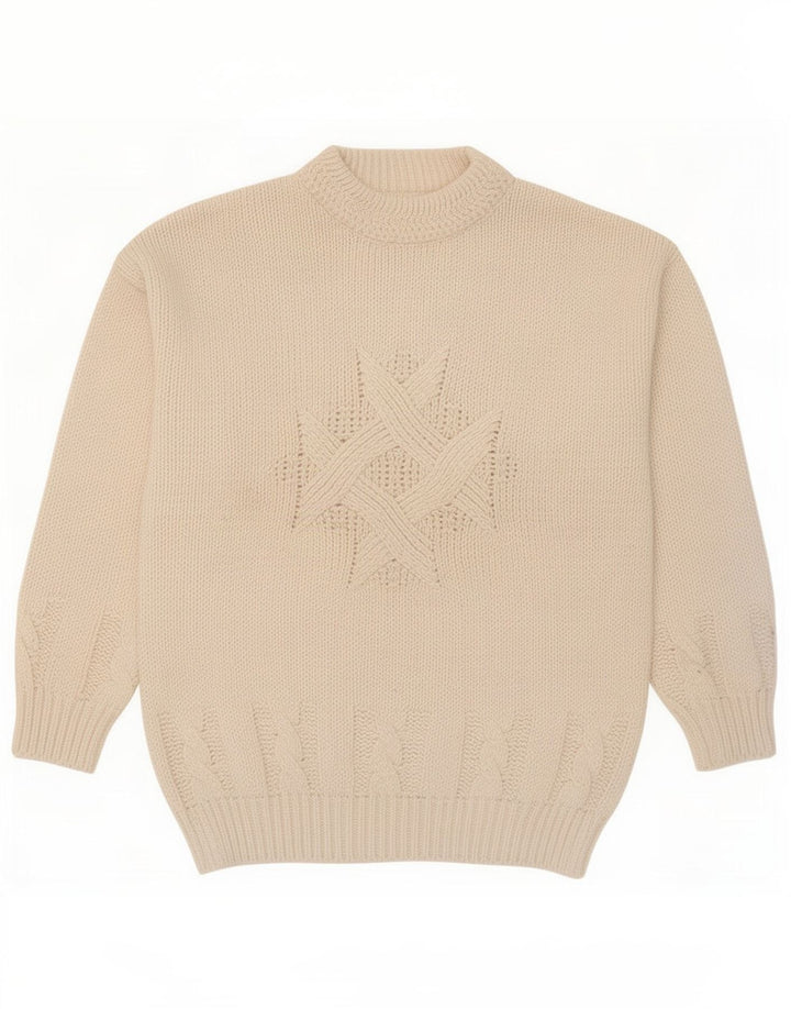 Vintage Herre Turtle Neck Jumper Sweater Stor hvid uld