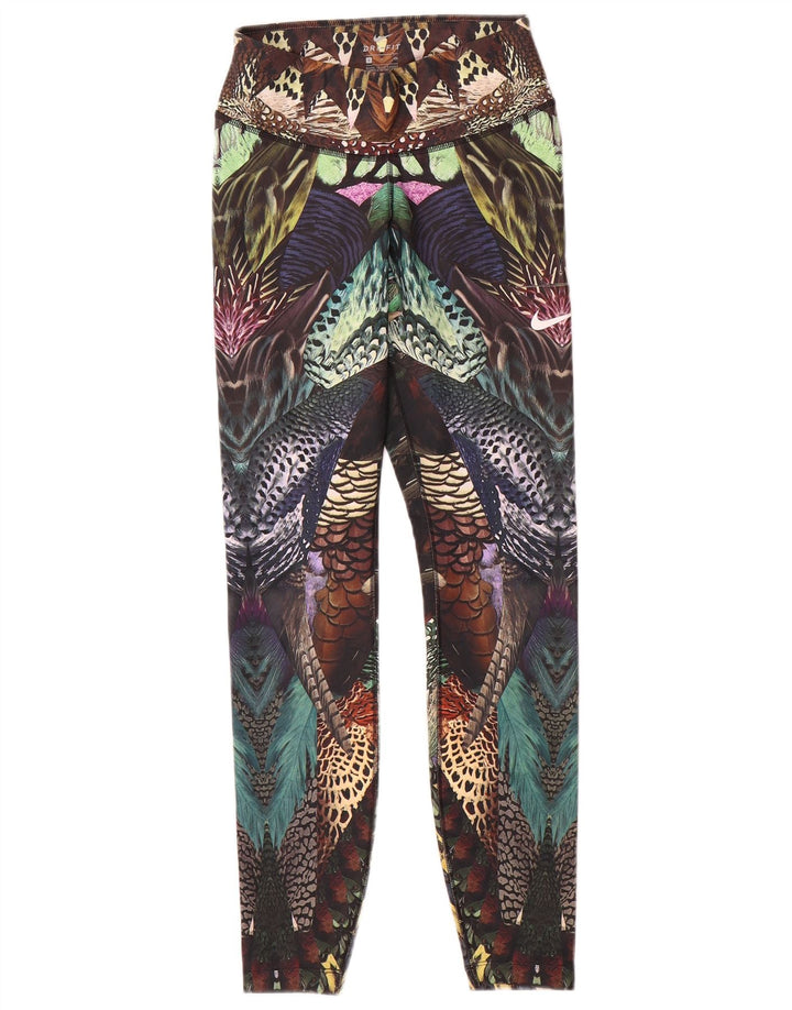 Nike Womens Peacocks Leggings UK 8 Small Multicolored Polyester Festival