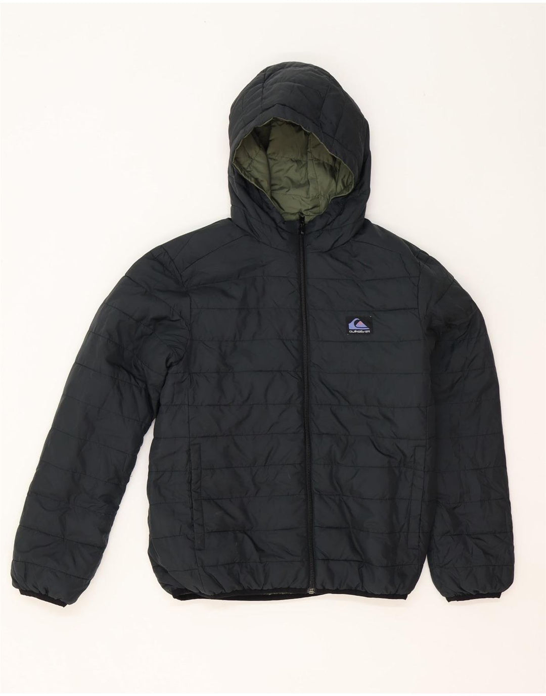 Quiksilver drenge hætte vendbar polstret jakke 11-12 år medium Khaki