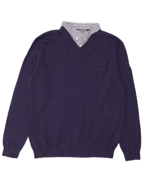 Pierre Cardin Herre V-hals sweater XL marineblå bomuld