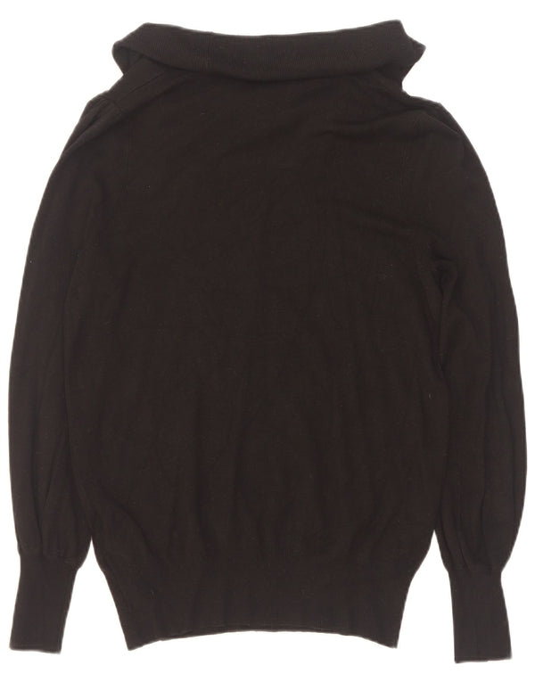 Marks & Spencer Womens Roll Neck Jumper Sweater UK 12 Medium Black Viscose