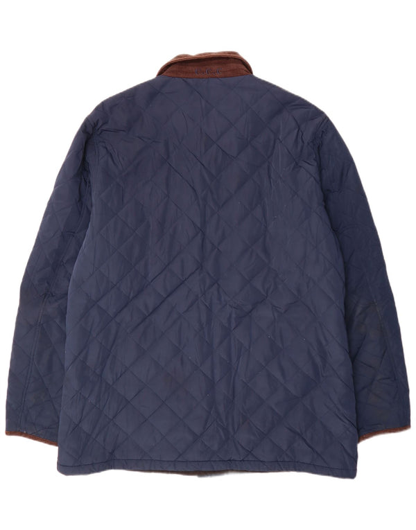 Crew Clothing Herre quiltet jakke UK 44 2XL Navy Blue Colourblock Polyester