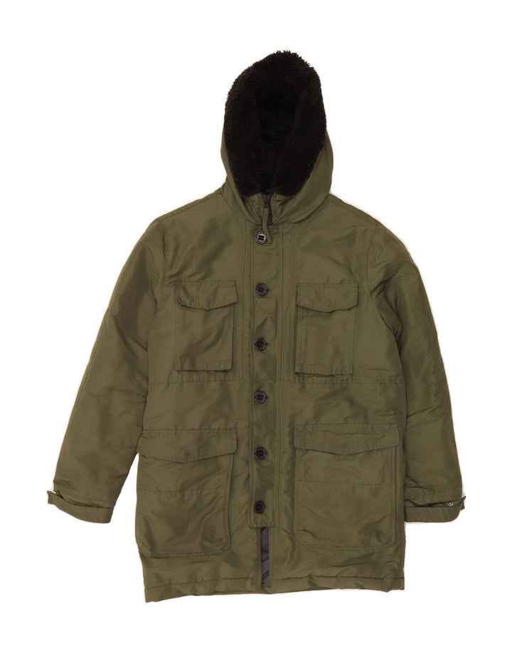 NORTH SAILS Mens Hooded Parka Jacket UK 40 Large Khaki Polyester Vintage North Sails and Second-Hand North Sails from Messina Hembry 
