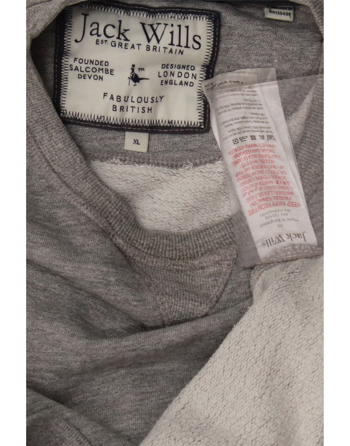 JACK WILLS Herre Sweatshirt Jumper XL Grå Nålestribet bomuld